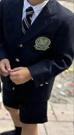 jpress ボーイズスーツ 120 紺 金ボタン クリーニング済 4点セット