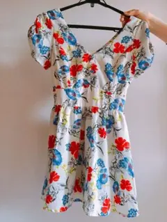 パフスリーブ風キュロット付SPIRAL GIRL花柄ミニワンピース