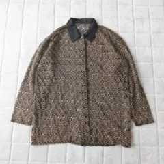 90s 幾何学メッシュシャツ 総柄 モード 黒 金 グランジ シティーガール