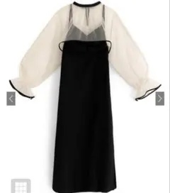 GRL クロップド丈チュールトップスキャミワンピースセットアップ　ブラック