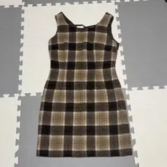 CECIL McBEE チェック柄 ノースリーブ ミニワンピース