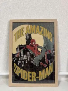 スパイダーマン コミックアート 木製フレーム付き A4サイズ