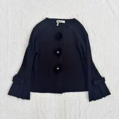 ギャラリービスコンティ ニットカーディガン ウール ラクーン リボンジャケット