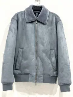 h867 ZARA ザラ　フェイクムートン　ジップアップ　ジャケット　水色