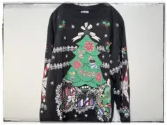 ＊＊＊　クリスマスヴィンテージスウェット/黒/Mサイズ　ださかわ裏起毛♪