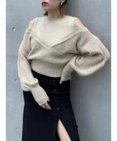 ENVYM オフショルダー ニット トップス