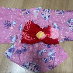 キッズ　セパレート浴衣　ピンク　サンゴ柄　兵児帯付き　110cm