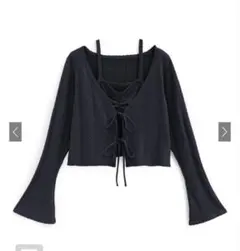 GRL リボンカーディガンxキャミソール透かし編みニットアンサンブル