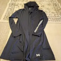 UNDER ARMOUR 薄手フード付きロングジャージカーディガン黒