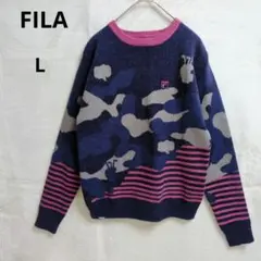 フィラゴルフ　ニットセーター　ストレッチ　ネイビー　L