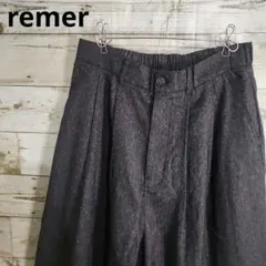 remer ダークグレー ワイドスラックス パンツ L とろみ