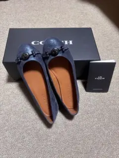 COACH☆メタリックブルー☆フラットパンプス