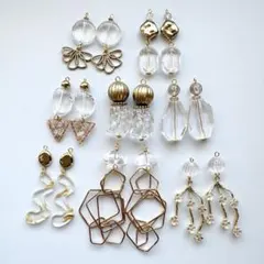 クリア×ゴールド系ピアス8個まとめ売り★2点目半額SALE