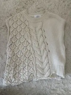 ザラ　ZARA ホワイトニットベスト 13-14 164センチ