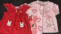 ミキハウス うさこ / ホットビスケッツ 女の子 80 3点セット