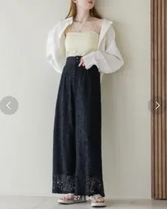 hinari ヒナリ フラワーレースタックパンツ ブラック S 完売品