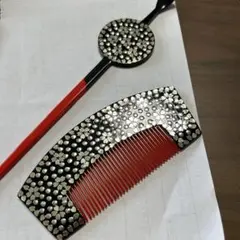 花柄デザイン かんざしと櫛のセット