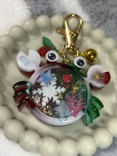 シャカシャカキーホルダー シェイカーキーホルダー クリスマスムードな蟹 ♡