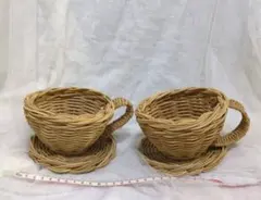 ラタン ティーカップ カゴ サリュ