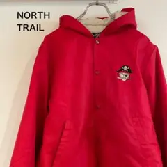 【NORTH TRAIL】USA製 スタジャン フード付き 刺繍 レッド 古着のサムネイル