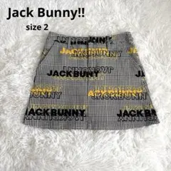 美品　ジャックバニー　インナー付　スカート　ゴルフ　チェック　総ロゴ　サイズ2