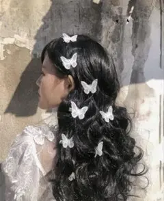 ホワイト 蝶のヘアクリップ 8個セット