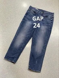 GAP スキニーデニム ダークブルー ペイント風　７分丈24インチ