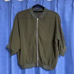 【美品】FUN 薄手ブルゾン　レディースM-Lサイズ　カーキのサムネイル
