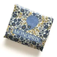 モノプリ　エコバッグ MONOPRIX リバティ風　ブルー系　小花　2026