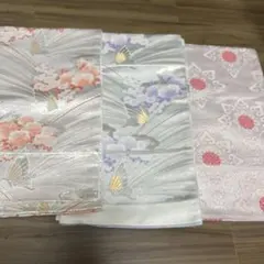袋帯3点まとめ売り☆蝶々柄 化繊①