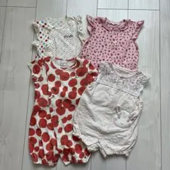 女の子 夏物 4点セット ベビー ロンパース カバーオール 7 80cm