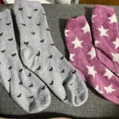 あったか靴下ハート柄、星柄ルームソックス　2足セット