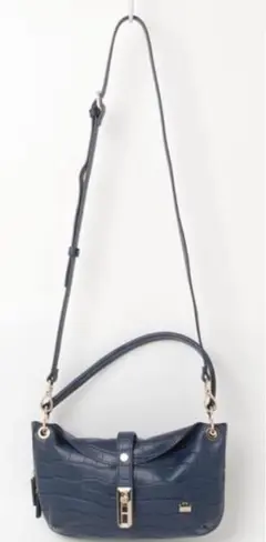LA BAGAGERIE クロコダイル調 ショルダーバッグ　ネイビー