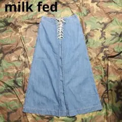 ミルクフェド デニムロングスカート フロントレースアップ マキシのサムネイル
