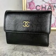 CHANEL シャネル　カメリア　三つ折り　財布　コインケース