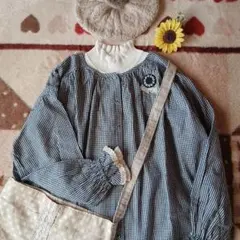 【未使用】ゆべし×SM2♡袖口レースフリル綿麻ギンガム前後着ブラウス♡訳あり……
