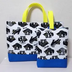 猫柄 レッスンバッグ 上履き入れ 2点セット 入園入学のサムネイル