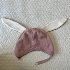 H&M ニット帽子　うさぎ　うさ耳　ピンク　2y 3y