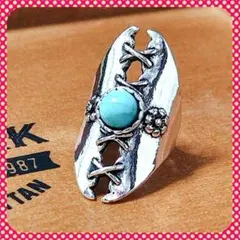 指輪 リング 13号 パンク ラウンド ターコイズ ヴィンテージ レトロ 銀