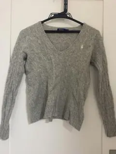 Polo Ralph Lauren グレー ケーブルニット Vネック M