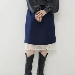 新品タグ付【Kastane】2点セット❣️サテン&レースミドル丈スカート　カスタネのサムネイル