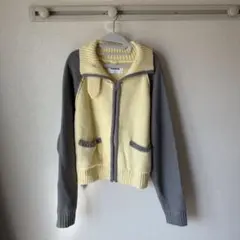 イエロー/グレー ニットセーター 長袖
