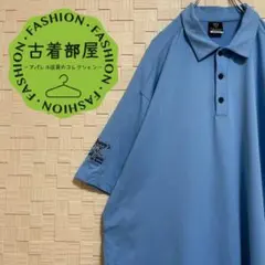 ナイキゴルフ ポロシャツ スウッシュ ブルー L 刺繍 ワッフル スムース素材