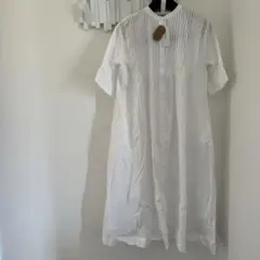 POU DOU DOU ピンタック使いワンピース 白 シャツワンピース 半袖
