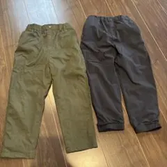 UNIQLOグリーン、ブラック 裏面フリース長ズボン 2点セット