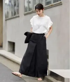 ジャーナルスタンダー　リネンタックキュロット パンツ　リネン　ブラック