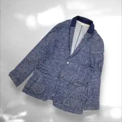 23区 HOMME テーラードジャケット ネイビー 杢調 リネン 麻 （a4のサムネイル