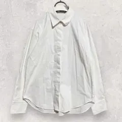 ザラ シャツ 長袖 M相当 ホワイト コットン 無地 シンプル