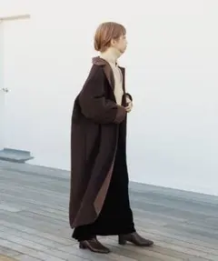 Kastane チェックリバーシブルチェスターロングコー ト