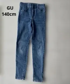 140 GU デニムジーンズ ストレッチ ファスナー ストレート 長ズボン